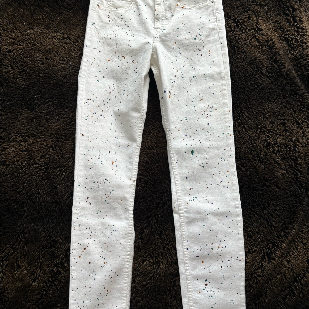 Stylish White Paint-Splatter Women Jeans